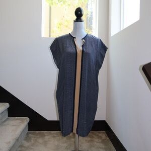 Vince silk shirt dress navy and tan sz M